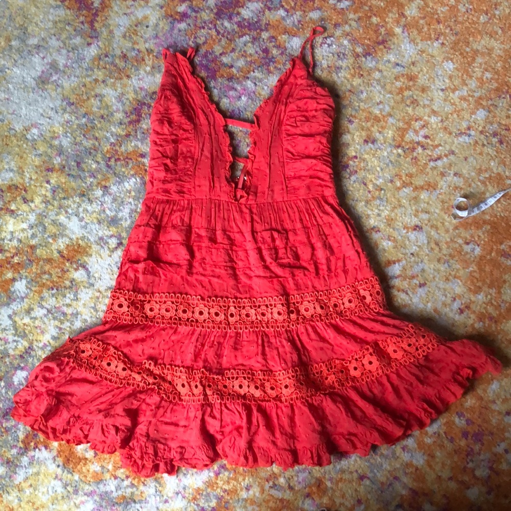 Selfie Leslie Red Tiered Sundress